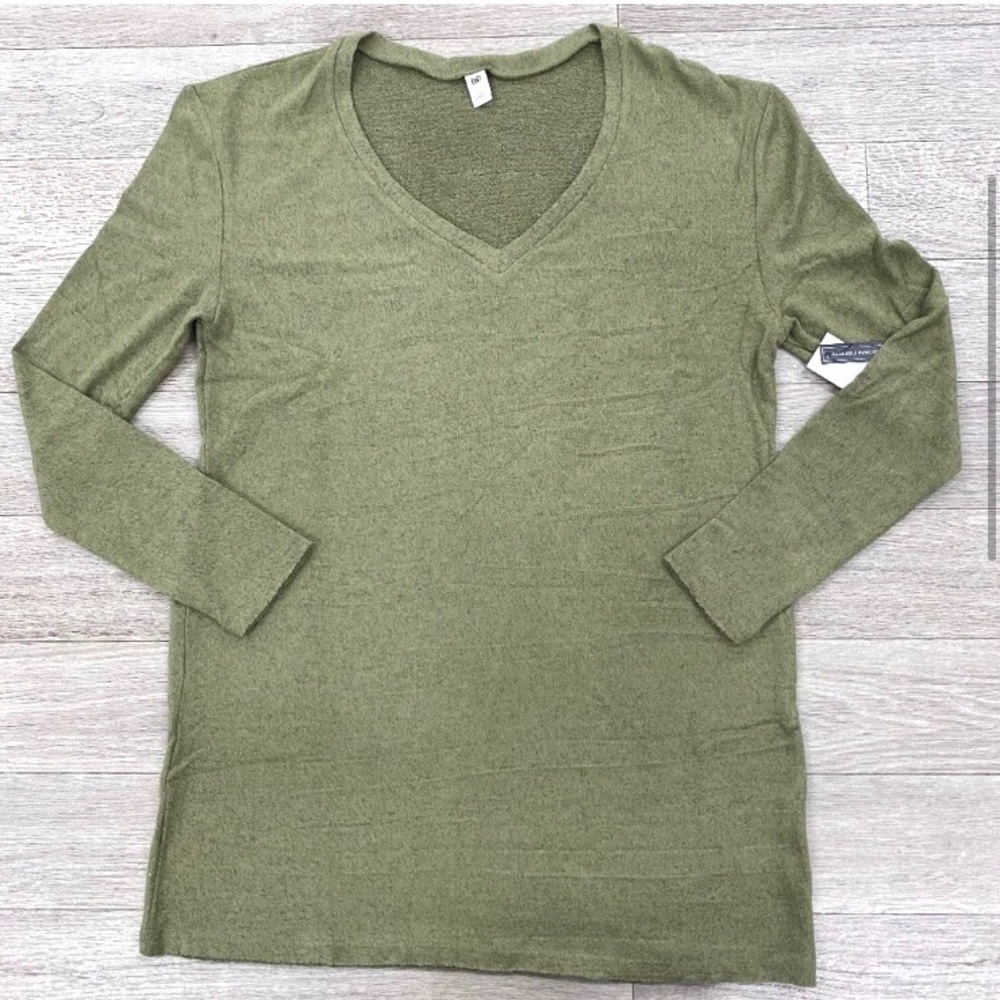 BP Nordstrom Olive V-Neck Rayon Sweater Relaxed Fit XXS - Picture 5 of 8